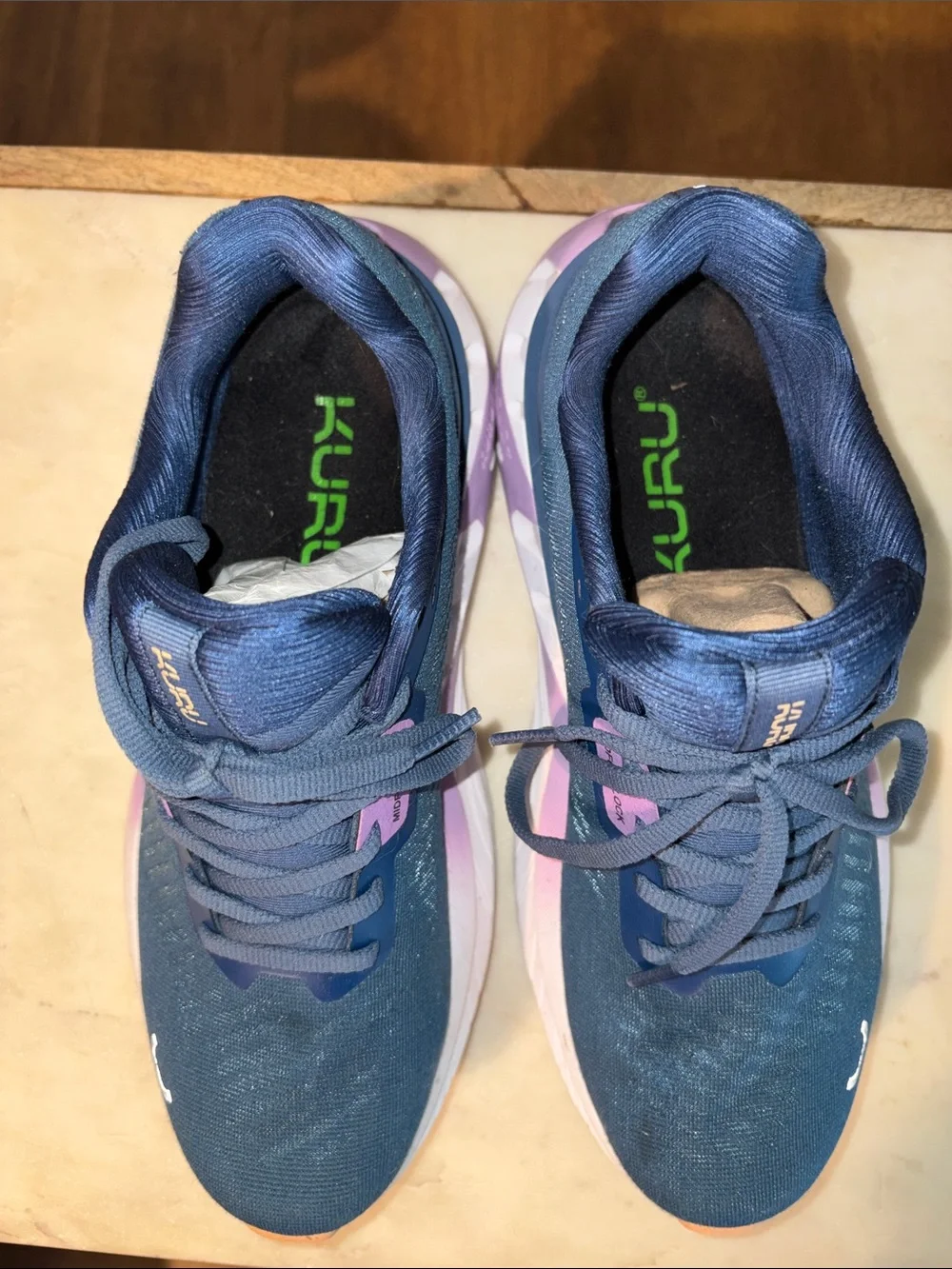 KURU Teal Navy Blue Sneakers with Lavender and Peach Accents
